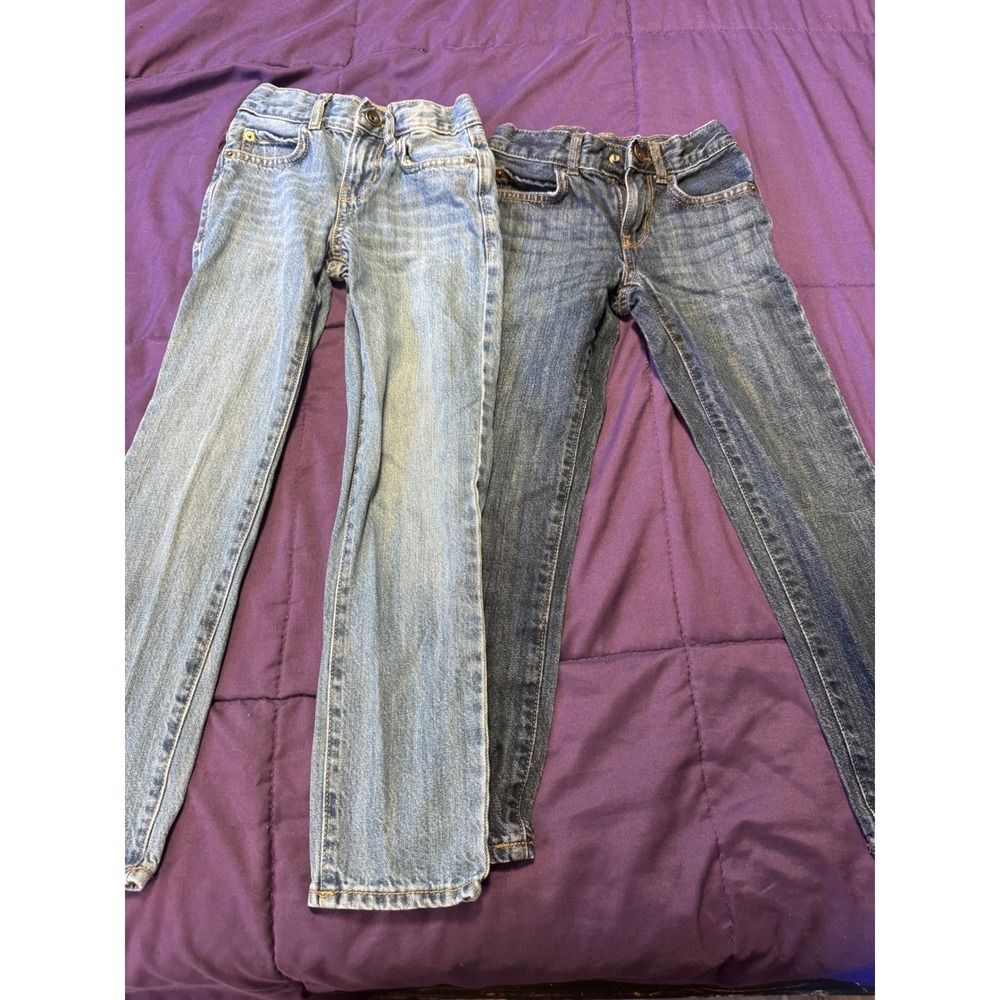 The Childrens Place Boys Straight Slim Jeans 2 Pack Size 6 Light Dark Wash Denim
